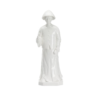 Serene Chinese Man Figurine - Glossy White