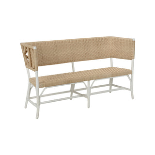 Wrightsburg Bench - Natural Abaca Rope with Basketweave Design in White or Brown Finish