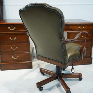 Oxford Office Chair Mahogany with Green Leather