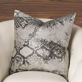 SHIMMER SNAKE SKIN PILLOW-SILVER