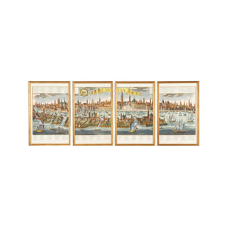 View of Venetia – Set of 4 Hand-Colored Italian Engravings in Gold Frames with Glass