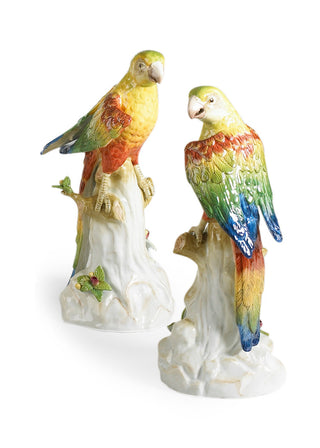 Yellow Parakeets – Hand-Painted Porcelain Pair with Vibrant Design