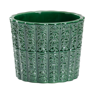 Brandywine Planter - Handmade Ceramic in Glossy Green with Detailed Design, 5.5"