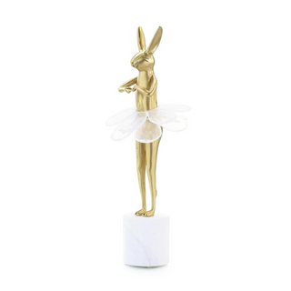 Ballerina Bunny Sculpture on Marble Base with Selenite Tutu