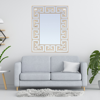 Greek Key Mirror - Small Multi Mirror with Gold Molding, Hand-Carved Profile