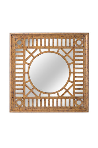 Fret Mirror – 36 Inch Old World Gold Decorative Mirror