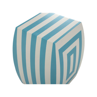 Mantis Hand-Painted Blue and Cream Stool - Artistic Poplar Accent Piece