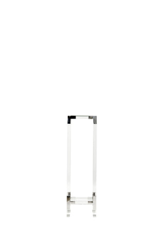 Chelsea Pedestal - Large Clear Acrylic with Tempered Glass Top and Nickel Supports, 48.5" Height