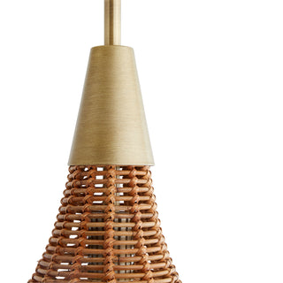 Natural Rattan Nicola Pendant - Elegant Lighting Fixture with Antique Brass Finish - Indoor Use Only