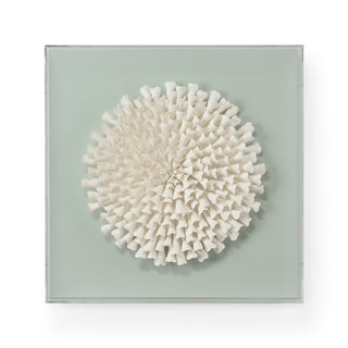 Handmade Succulent Wall Sculpture by Claire Bell – Ceramic & Acrylic Frame, White/Clear/Mint Green, 24