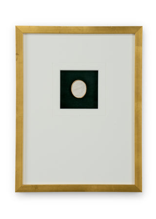 Intaglio In Gold – Deep Green Background Intaglios in Gold Leaf Frame with White Mat