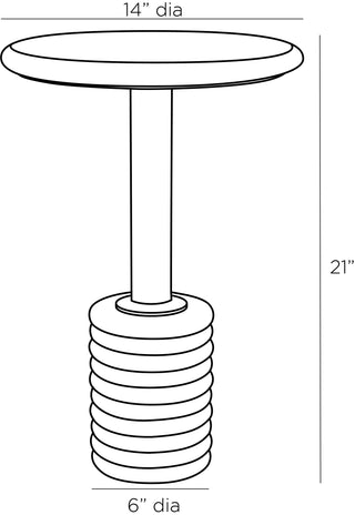 Paola Accent Table - Graphic Black and White Marble with Iron Pedestal