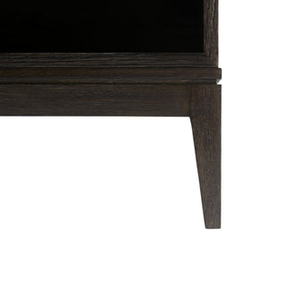 Fitz Side Table - Classic Form with Mixed Materials: Oak, Oak Veneer, and Beige Leather