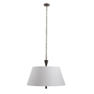 Luzen Pendant - White Linen and English Bronze Two-Light Fixture