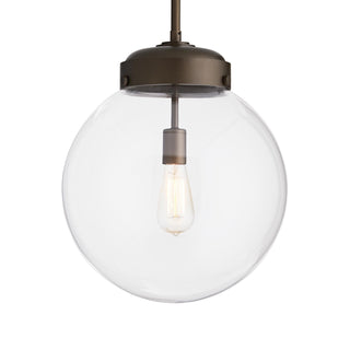 Reeves Large Outdoor Pendant - Antique Brass: Timeless Industrial Globe Pendant with Clear Glass Shade