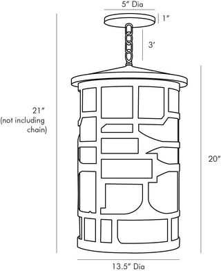 Shani Outdoor Pendant Light - Aged Iron - Mid-Century Craftsman Style - Wet Rated