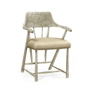 Grey Oak Armchair with Upholstery - Casual Dining Accent