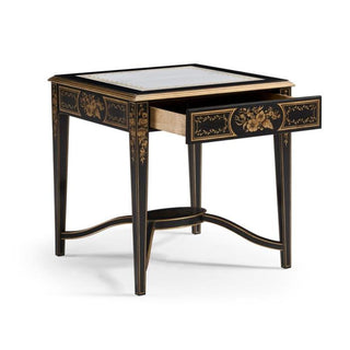 Jonathan Charles Black & Églomisé Square Side Table