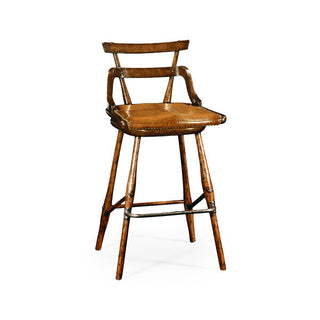 OAK BARSTOOL W/STUDDED LEATHER SEAT ( 494315-SC-TDO )