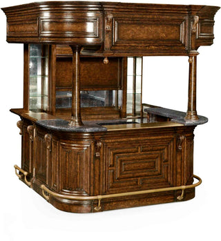 Jonathan Charles 003187-AA COMPLETE LINENFOLD TUDOR OAK HOME BAR