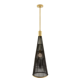 Pesaro Pendant - Modern Statement-Maker with Black Wash Rattan Shade and Antique Brass Accents