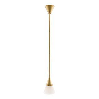 Rai Pendant - Elegant Illuminator with Alabaster Cone Shade and Antique Brass Finish