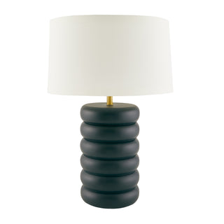 Rambo Lamp - Modern Stacked Drum Table Lamp in Matte Black Terracotta