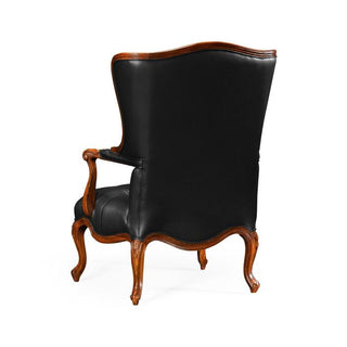 Jonathan Charles Wing Back Chair Monarch - Black Leather