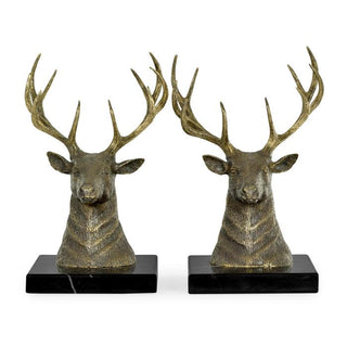 Jonathan Charles Bookends Deer on Marble Base CURATED