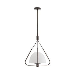 Oldham Pendant - English Bronze Steel Schoolhouse Design with Opal Glass Globe