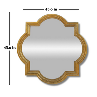 Enclaved Mirror - Antique Gold Hand Carved Hardwood Frame - Unique Shape