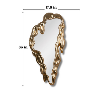 Golden Waves Reflection - Modern Wall Mirror with Elegant Wave Design for Contemporary Home Decor