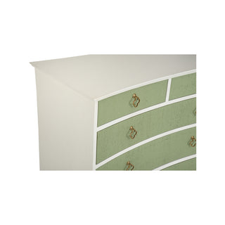 Maxwell Chest - 5-Drawer Storage with White Raffia and Antique Brass Hardware