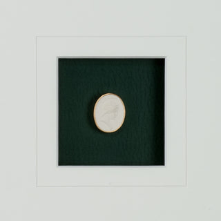 Intaglio In Gold – Deep Green Background Intaglios in Gold Leaf Frame with White Mat