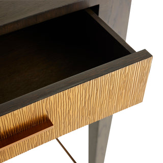 Lancaster Console - Ebony Toned Oak Veneer with Antique Brass Clad Drawer Fronts