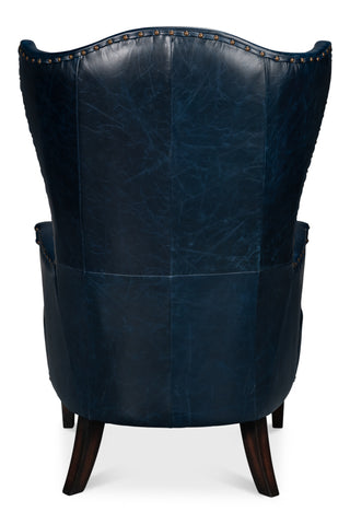 Drake Distilled Leather Chair, Blue