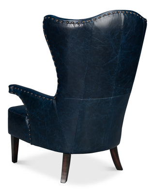 Drake Distilled Leather Chair, Blue