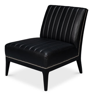 Agave Slipper Chair,Distilled Lthr, Blk