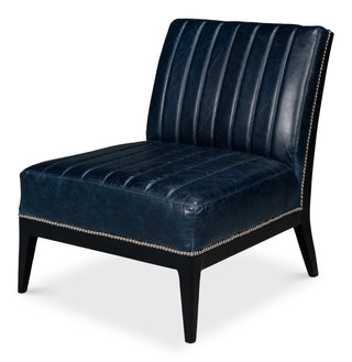 Agave Slipper Chair,Distilled Lthr, Blue