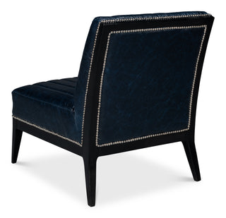 Agave Slipper Chair,Distilled Lthr, Blue