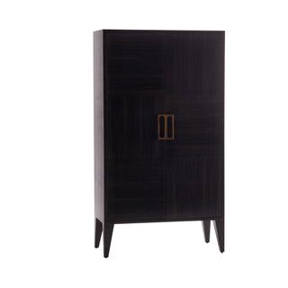 Maher Cabinet - Oak Veneer with Charcoal Wood Finish and Antique Brass Hardware