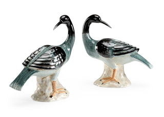 Loon Sculptures (Pair) – Hand-Painted Waterfowl Figurines, 13" Tall, Designed by Claire Bell