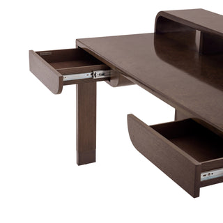 Marfa Desk - Bauhaus-Inspired Design with Tortoise Veneer Finish and Birdseye Maple Top