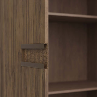 Rutherford Cabinet - Large-Scale Storage in Chateau Gray Ofram Veneer with Bronze-Finished Brass Pulls