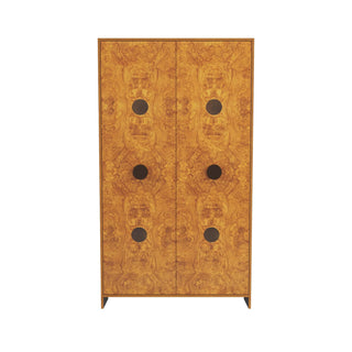 Rowsell Cabinet - Blonde Burl Oak and Olive Ash Veneer with Bronze-Finished Brass Pulls