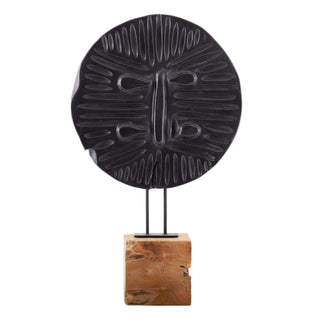 Samirah Sculpture: Hand-Carved Ebony Teak Root with Bronze Metal Pillars