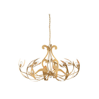 Scarperia Chandelier – Italian-Made Ornate Gold Clay Chandelier with Crystal Accents, 8-Light