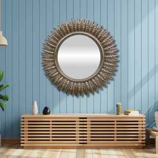 Silver Leaf Wall Mirror - Beveled Glass Accent Mirror for Elegant Home Decor