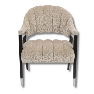 John-Richard Luna Chair | Modern Italian Cut Velvet Upholstery | Espresso Finish