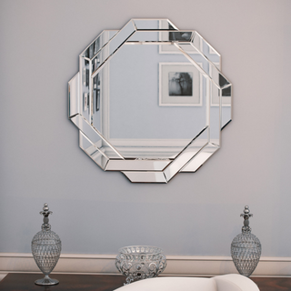 Circle of Squares Mirror - Bold Geometric Masterpiece with Hand -Mirrored Panes